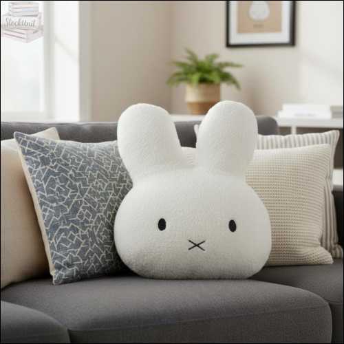 Adorable Rabbit Miffy Bunny Plush Toy Pillow | Kawaii Cute Rabbit Cushion Soft Decorative Throw for Kids, Nursery, Sofa, Gift, Free Keychain