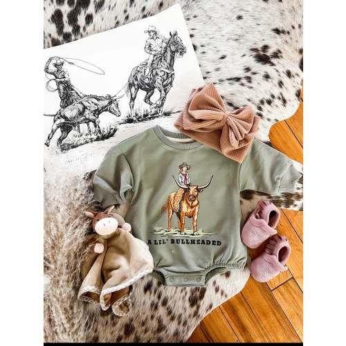 Longhorn Cowgirl Bubble Romper (light green) – theFRINGEDpineapple