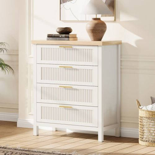 Fluted Drawers Dresser for Bedroom, Tall Chest of Dressers for Closet, Fluted Drawers Large Clothes Storage Cabinet for Bedroom