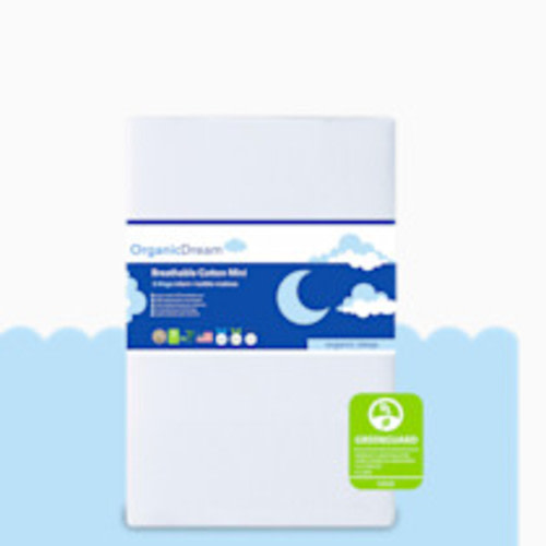 Organic Dream Breathable Cotton Mini 2-Stage Crib Mattress - White