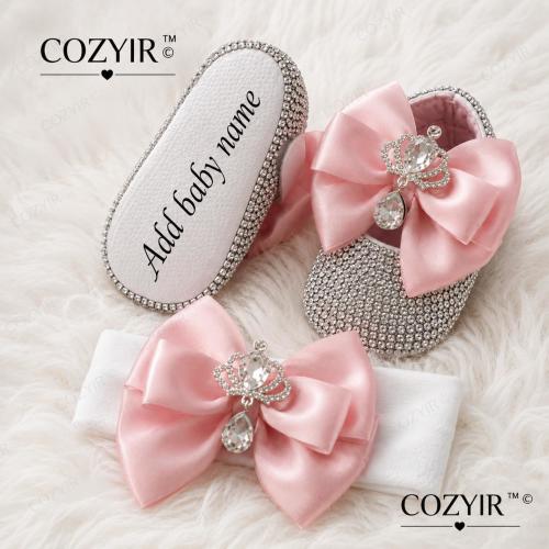 Newborn Baby girl bling Rhinestone Shoes - customized name shoes baby Shower Gift Shoes Baby Christening Baptism Shoes Baby Wedding Shoes-