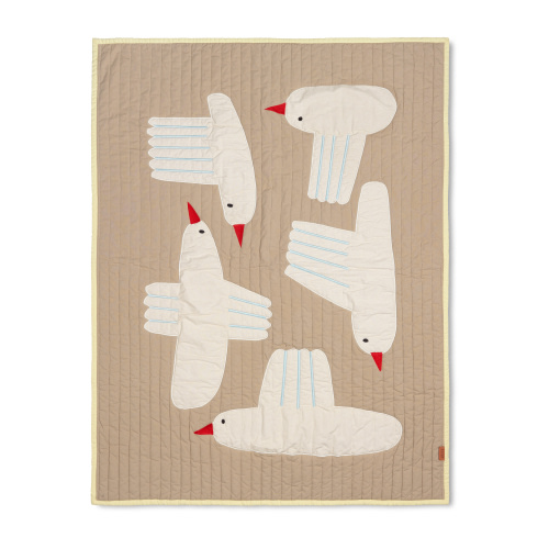 Bird quiltad throw, Beige