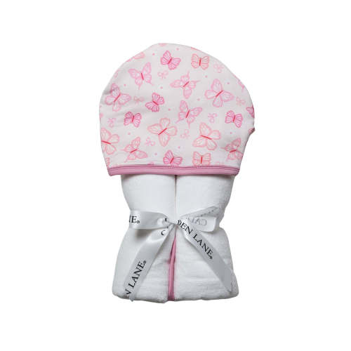 Embroidered Bamboo Hooded Towel | Blooming Butterflies