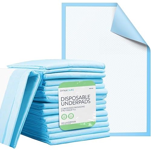 Dynarex Disposable UnderPad, 17" x 24", 22g, 100 Count, Medical-Grade Incontinence Bed Pad to Protect Sheet, Mattresses, and Furniture