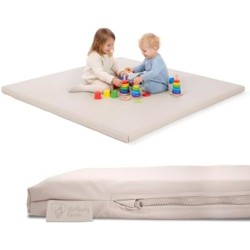 Motherly Haven Thick Baby Play Mat for Playpen - 50” L x 50” W - Beige