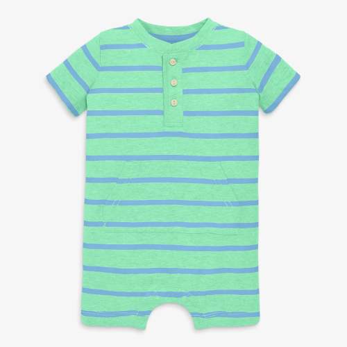 Baby heathered henley shortie in stripe | Primary.com