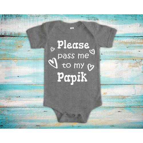 Pass Me To Papik Cute Grandpa Baby Bodysuit, Tshirt or Toddler Shirt Armenia Armenian Grandfather Gift or Pregnancy Announcement