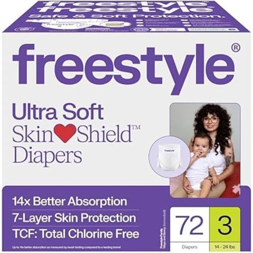 Free Styles Hyper Absorbent Ultra Soft TCF Premium Diapers, Size 3, 72 Count