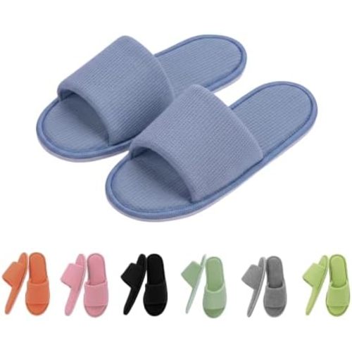 Women's Open Toe House Slippers Breathable Waffle Fabric Memory Foam