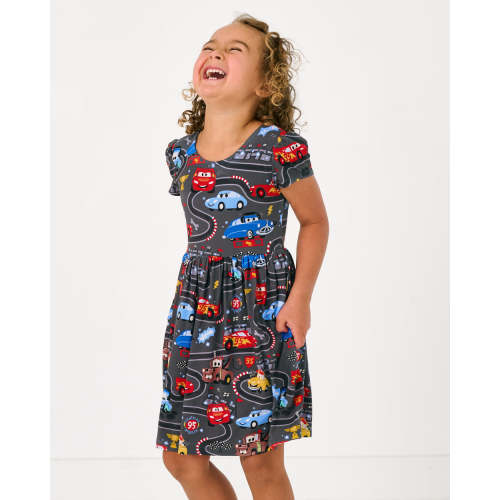 Disney & Pixar Piston Cup Bow Back Skater Dress | Little Sleepies
