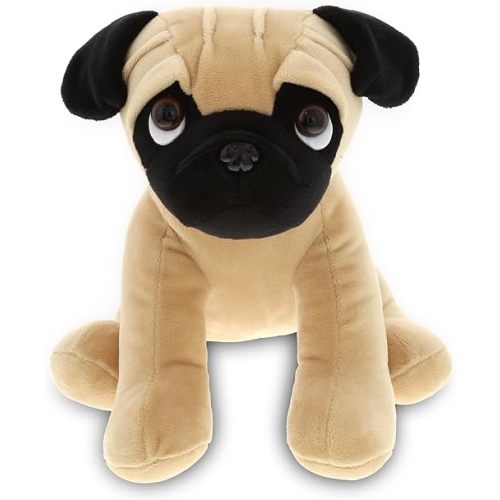 DolliBu Sitting Pug Stuffed Animal Dog Plush Toy, Kids & Adults Huggable Puppy Cuddle Gifts, Cute Stuffed Animals for Toddler & Baby First Teddy Bear - 8 Inches