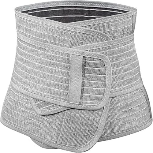 haakaa Postpartum Belly Band, Postpartum Belly Wrap Back Support, Natural Delivery & C Section Recovery Band Waist Shaper, M Grey