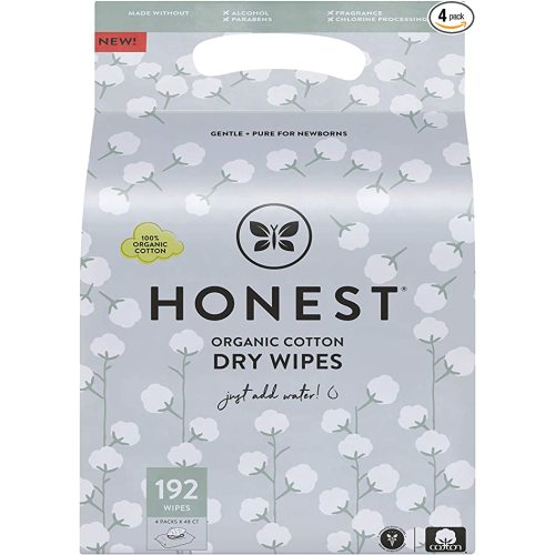 The Honest Company Dry Baby Wipes | 100% Organic Cotton, Gentle, Disposable | 192 Count - 192 Count (Pack of 1)