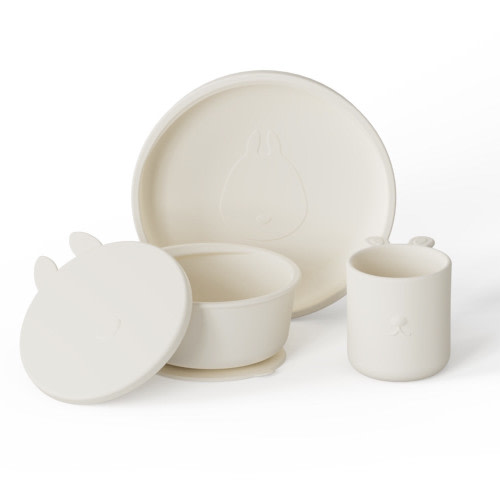 My Pure 4 Piece Silicone Baby Feeding Set - Pannacotta