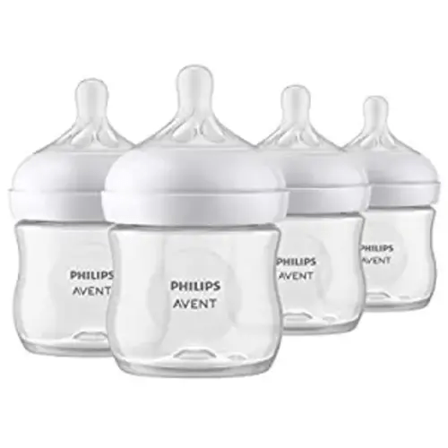 Philips Avent Natural Baby Bottle with Natural Response Nipple, Clear, 4oz, 4pk, SCY900/04 - 4 Pack