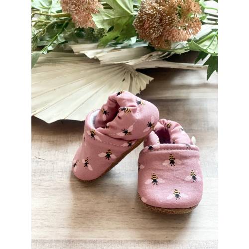 BUY 2, GET 1 FREE: bee baby shoes, bee baby moccasins, pink baby shoes, pink baby booties, Trendy Baby Moccasins, girl’s first birthday