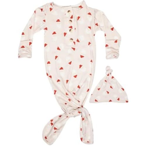 Stroller Society Newborn Knotted Baby Gown and Hat Set for Baby Boy or Baby Girl
