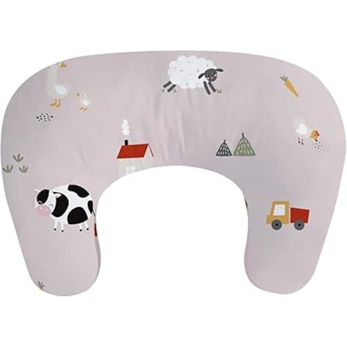 Little Grape Land New Nursing Pillow for Breastfeeding, Larger Breast Feeding Pillow and Positioner with Removable Cover for More Support, Tummy Time and Bottle Feeding Support Pillow, Pink Ranch