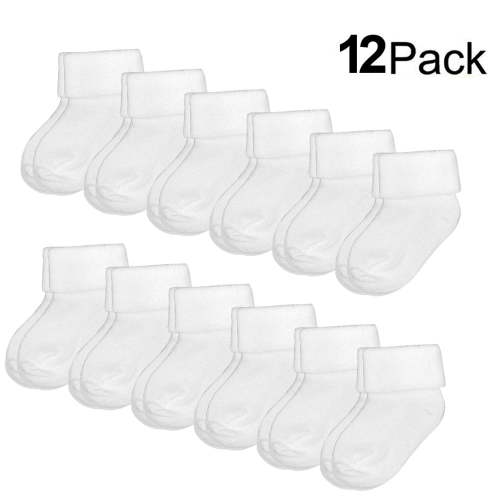 Falari 12/24-Pack White Infant Baby Boy Girl Socks 2-6 Month