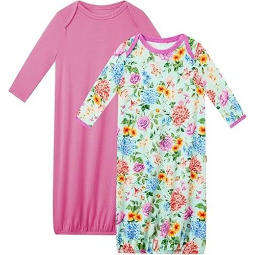 Bamboo Viscose 2-Pack Baby Gowns for Boys and Girls Long Sleeve Infant and Newborn Sleepers