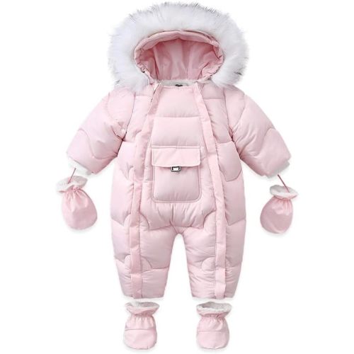 Xifamniy Baby Snowsuit Boy Girl Winter Clothes Coat Outwear Hooded Romper Jumpsuit