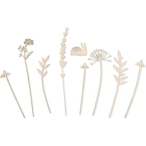 MAMUXI Wooden Wildflowers Wall Decals - Wildflowers Sign for Wall, Photo Prop, Nursery Art, Laser Cut Flowers, Paintable Floral Arrangements