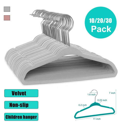 Baby Velvet Hangers, Premium Non Slip Kids Felt Hangers for Clothes for Toddler Kids' Closet with Velvet Hanger Clips, 10/20/30 Pack