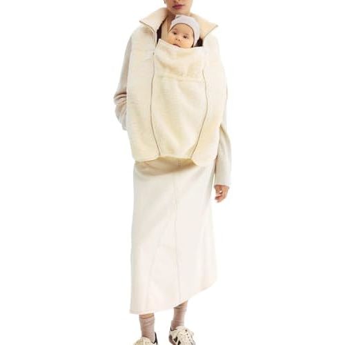 Women Fleece Zip Up 2 in 1 Baby Wearing Jacket Vest Sleeveless Maternity Winter Coat Kangaroo Sweatshirt