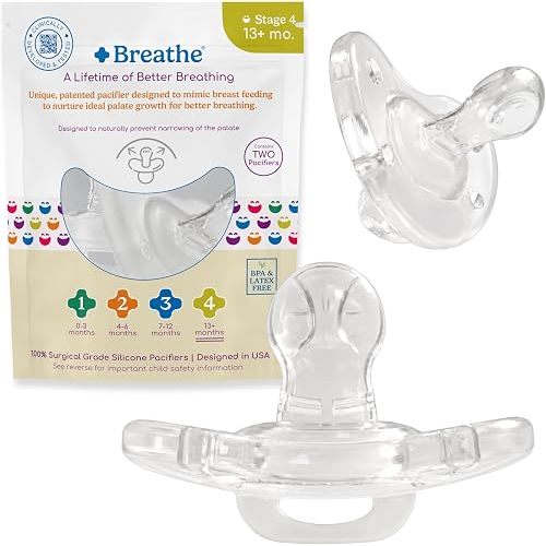 Breathe Orthodontic Baby Pacifier - 13+ Months – Natural Oral & Facial Development – BPA-Free, Latex-Free, Pediatrician Developed – 100% Silicone 2 Pack