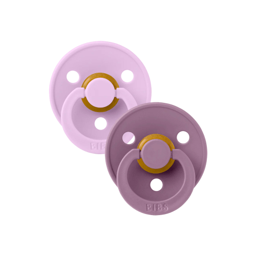 Colour Round Natural Rubber Latex Pacifier 2 Pack, Violet Sky/Mauve