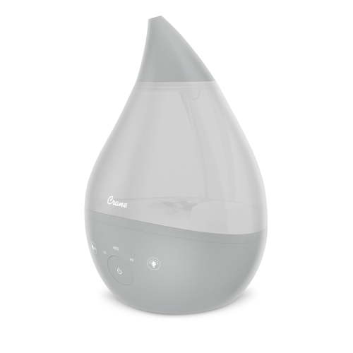 Crane 4-in-1 Drop 2.0 Ultrasonic Cool Mist Humidifier with Sound Machine, Night Light, Aroma Tray, 1 Gallon Top Fill, Grey 1 Gallon