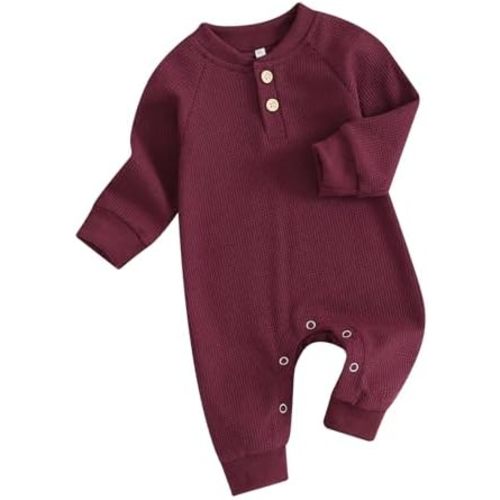 Kuriozud Newborn Infant Unisex Baby Boy Girl Clothes Button Romper Jumpsuit Basic One Piece Outfits