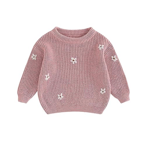 Karwuiio Toddler Baby Girl Boy Knit Sweater Round Neck Long Sleeve Pullover Sweatshirt Fall Winter Clothes