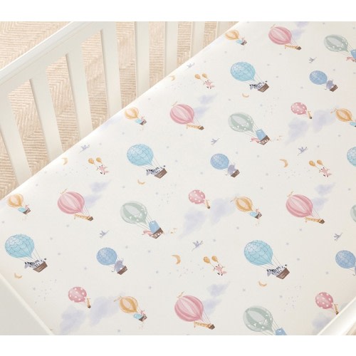 Hot Air Balloon Organic Cotton Crib Fitted Sheet