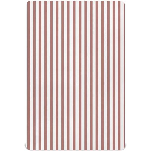 Brick Red White Stripes Crib Sheets for Boys Girls Soft Breathable Mini Crib Sheets for Baby 52" x 28"