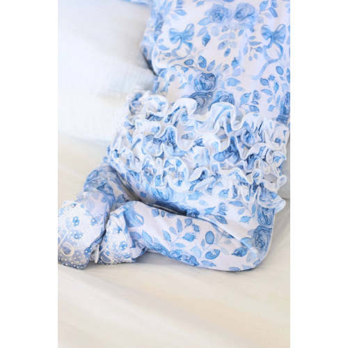 Betsys Blooms Ruffle Zipper Footie