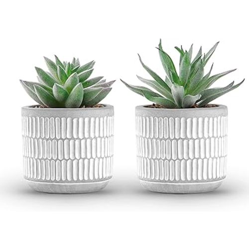 Der Rose Set of 2 Succulents Plants Artificial Fake Plants for Living Room Bathroom Bedroom Aesthetic Home Shelf Decor