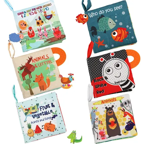 Baby Books Toys Gifts, Touch and Feel Cloth Crinkle Books for Babies,Infant Toddler Baby 0-3-6-12-18 Months, Early Learning Toys 6 to 12 Months 1-2 Years Old, Easter Shower Gift for Boys Girls,6 PCS