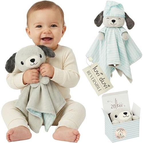 Zelkii Reversible Loveys for Babies, Security Blanket for Babies, Baby Lovey for Girls and Boys for Sleep or Awake.