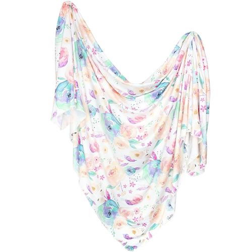 Copper Pearl Large Premium Knit Baby Swaddle Receiving Blanket Floral Bloom