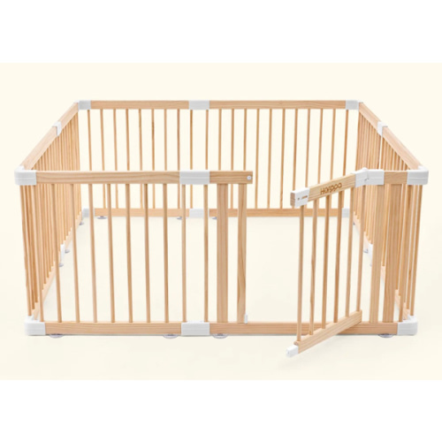 HARPPA Wooden Baby Gate Playpen | Non-Toxic Foldable DIY Adjustable Play Yard for Infants & Toddlers – Natural Finish Baby Fence for Small & Large Spaces