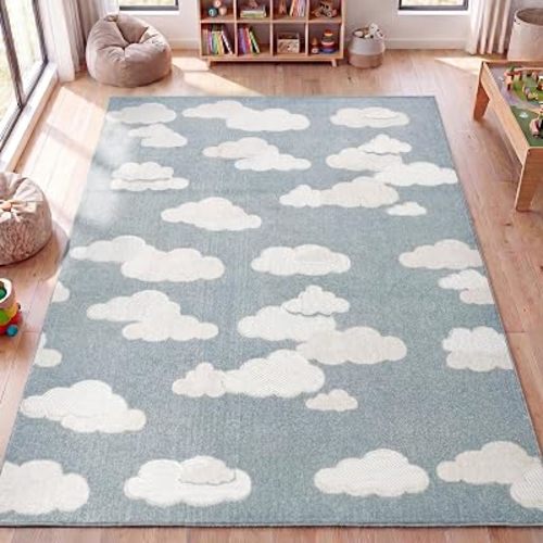 JONATHAN Y Hedwig High-Low Cloud Blue 3x5 Indoor/Outdoor Area Rug, Youth Scandi, Kids, Modern, Cottage, Transitional for Bedroom,Kitchen,Living Room,Non Shedding,Easy-Washing (SCN105A-3)