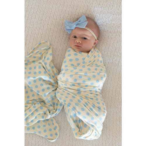 YELLOW + BLUE POLKADOTS | SWADDLE