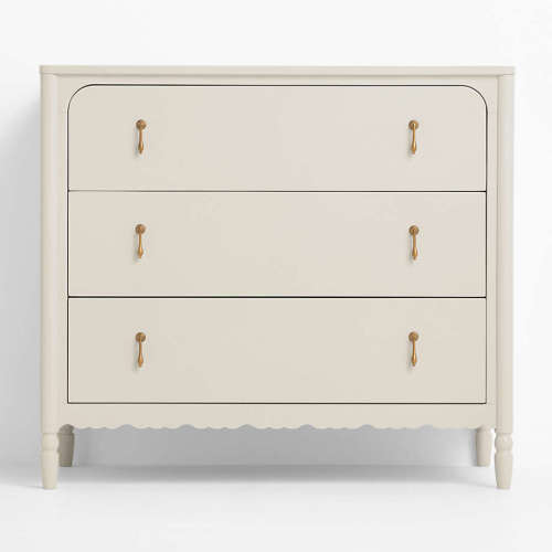 Beatrix 36" Linen Wood Narrow 3-Drawer Kids Dresser