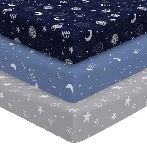3 Pack Baby Boy Crib Sheets Toddler Bed Sheets Fitted For 52"x28" Standard Crib Mattresses