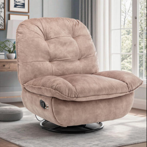 ekskieit Velvet 360° Swivel Recliner Chair Oversized with Mobile Phone Holder | Wayfair