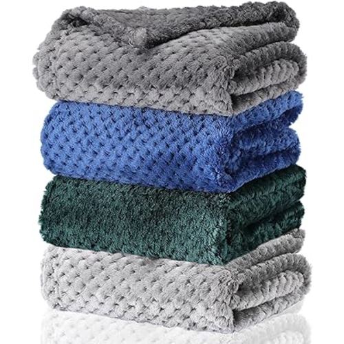 Frienda 4 Pcs Baby Fuzzy Blanket Fluffy Baby Blanket for Boys Girls Soft Warm Infant Newborn Toddler Receiving Nursery Bed Supplies, 32 x 24 Inch(Dark Color)