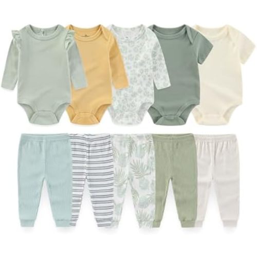 Baby Boy Bodysuit and Pant Set 10Pcs Newborn Boy Girl Clothes