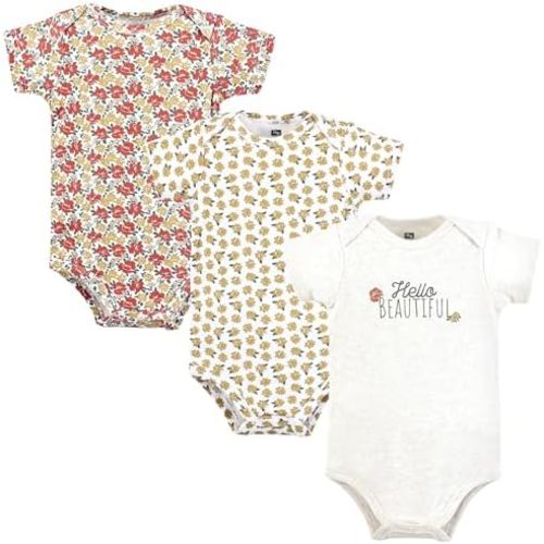 Hudson Baby baby-girls Cotton Bodysuits 3-pack