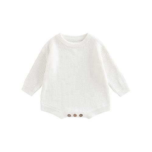 Newborn Baby Romper Sweater Embroidery Knit Pullover Warm Sweatshirt Romper Fall Winter Clothes